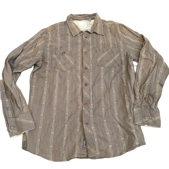 Retro Horny Toad‎ brown button down shirt 100% cotton size M - Picture 1 of 6